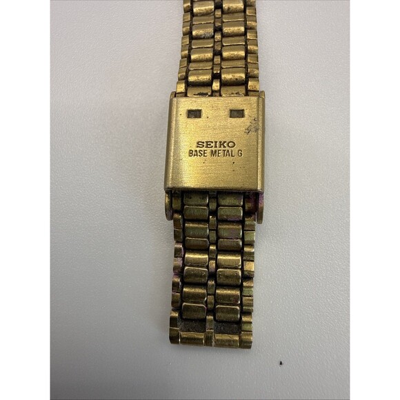 Seiko Watch Women 18mm Gold Dial Gold Tone Oval V401-5109 New Battery - Picture 4 of 6